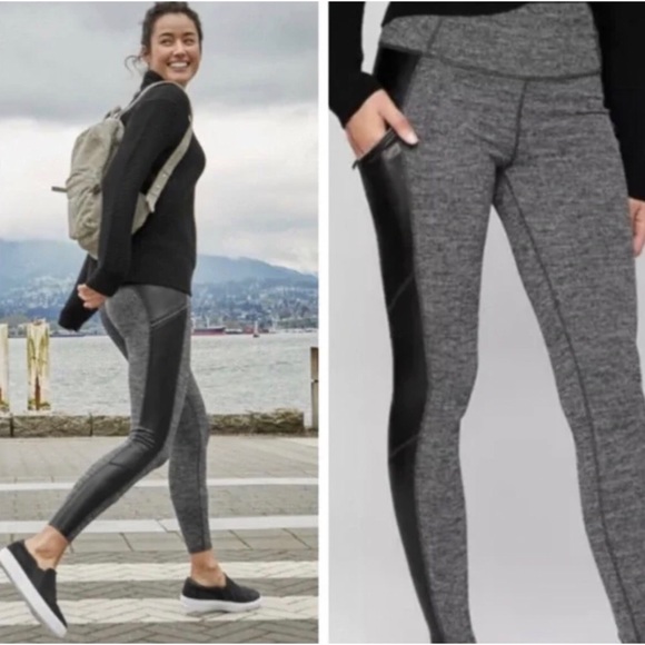 ATHLETA Herringbone Luxe Metro Drifter Leggings Sz Large Petite LP - Picture 2 of 13
